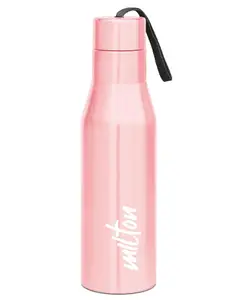 MILTON Super 1000 Stainless Steel Water Bottle 1 ltr, Single Walled, ISI Certified I Leak Proof Lid, Rust Proof I For School, Office, Gym I Light Pink