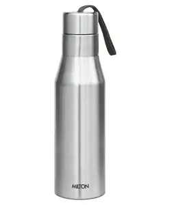 MILTON Super 1000 Stainless Steel Water Bottle 1000ml | Single Wall | Leak-Proof Lid, Rust-Free | ISI Certified | BPA-Free | For School, Office, Gym, Travel | Grey