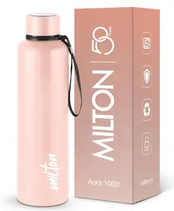 Milton Aura 1000 Thermosteel Water Bottle, 24 Hr Hot and Cold I Leak Proof Lid, ISI Certified I Vacuum Insulated I for Office, Gym, School I Beige