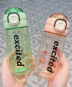 Sanjary Excited Leak-Proof Straw Water Bottle 580ml a stylish, portable, and durable hydration bottle perfect for school, travel, sports, and everyday use color design may vary