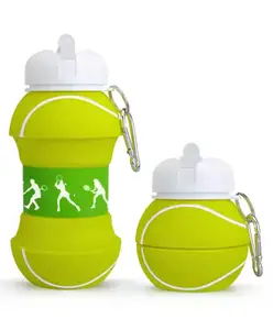 FunBlast Silicone Expandable Football Sipper Water Bottle for Kids Pack of 1, 550 ml (Green)