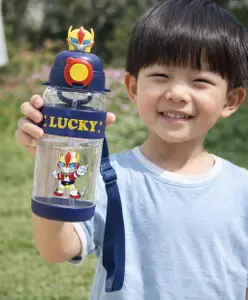 Sanjary 700ml Cartoon Sipper Water Bottle with Straw, Leakproof Lid, Carry Strap, and Cute Character Design for Kids Daily Use color design may vary