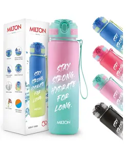 MILTON Gen'Z Water Bottle 1 ltr (Stay Strong), Motivational Water Bottles With Leak Proof Flip-Top Cap & Capacity Mark, Gym Bottle Sipper Water Bottle For Adults, Plastic, Pink