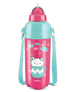 MILTON Kool Trendy 500 Plastic Insulated Water Bottle with Straw for Kids, 490 ml, Cherry Pink School, Picnic, Sipper, Leak Proof, BPA Free, Food Grade, Easy to Carry (Pack of 1)