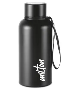 Milton Aura 500 Thermosteel Water Bottle 500 ml, 24 Hr Hot and Cold I Leak Proof Lid, ISI Certified I Vacuum Insulated I for Office, Gym, School I Black