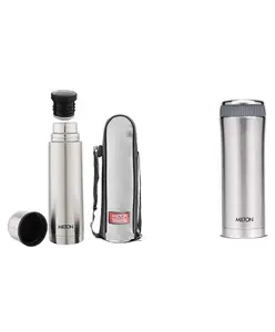 Milton Thermosteel Flask, 500ml, Steel Color & Thermosteel Optima 500 ML - Plain Steel Combo