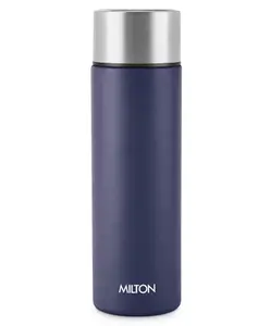 Milton Glide 1000 Stainless Steel Water Bottle 1L, Single Walled, ISI Certified I Leak Proof Lid, Rust Proof I for School, Office, Gym I Navy Blue