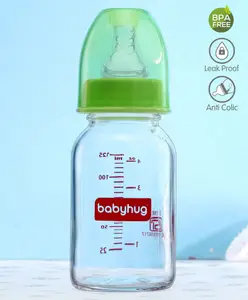 Babyhug Glass Feeding Bottle Green - 125 ml