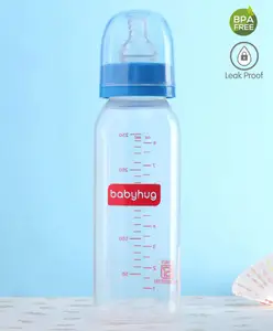 Babyhug Feeding Bottle Round Shape Silicone Nipple Blue - 250 ml