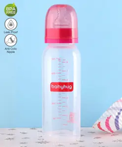 Babyhug Feeding Bottle with Silicone Teat Pink - 250 ml