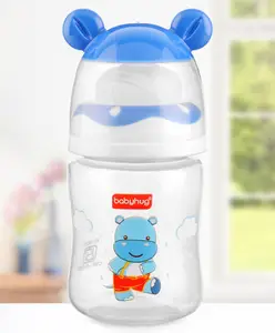 Babyhug Anti Colic Feeding Bottle Hippo Shape Blue - 125 ml