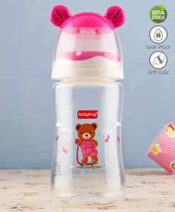 Babyhug Anti Colic Feeding Bottle Bear Shape Pink - 250 ml