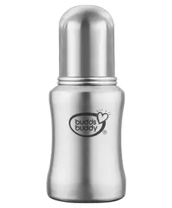 Buddsbuddy Stella Stainless Steel Regular Neck Baby Feeding Bottle with Extra Sipper Spout - 120 ml