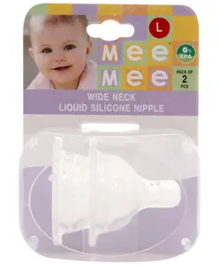 Mee Mee Wide Neck Liquid Silicon Nipple 2 Pieces - Size L