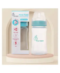 R for Rabbit Wide Neck Feeding Bottle Green - 250 ml (Design May Vary)