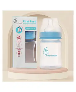 R for Rabbit Wide Neck Feeding Bottle Blue - 150 ml