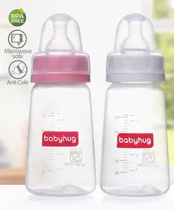 Babyhug Narrow Neck Feeding Bottle Pack of 2 Pink White - 125 ml Each