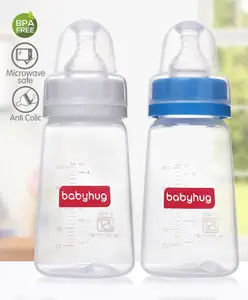 Babyhug Narrow Neck Feeding Bottle Pack of 2 Blue White - 125 ml Each