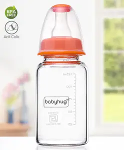 Babyhug Glass Feeding Bottle Orange - 125 ml