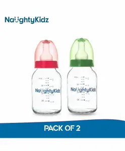 Naughty Kidz Feeding Bottle With 4 Soft Teats Pack of 2 - 240 ml Each