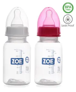 Zoe PP Feeding Bottle Pack Of 2 Pink And White - 125 ml
