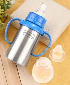 Babyhug 2 in 1 Twin Handle Feeding Bottle with Spout Blue- 220 ml