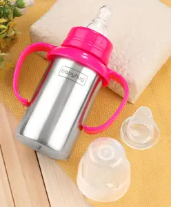Babyhug 2 in 1 Twin Handle Feeding Bottle with Spout Pink- 220 ml