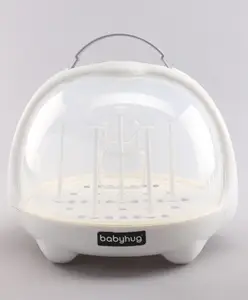 Babyhug Portable Covered Drying Rack for Baby Bottles & Accessories White & Grey | BPA Free | Dust Proof | Easy Cleaning | Travel Friendly