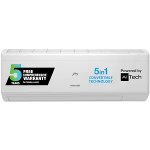 Godrej 1.5 Ton 5 Star, 5-In-1 Convertible, Inverter Split AC ( Anti Dust Filter, 2023 Model, AC 1.5TR. SIC 18ITC5-WWA)