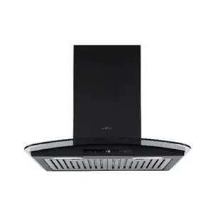 Elica Ismart Glace Trim Hood Chimney with Baffle Filter, Touch Control, Wall Mount, Round LED Lamp (Black, BF LTW 60 NERO)