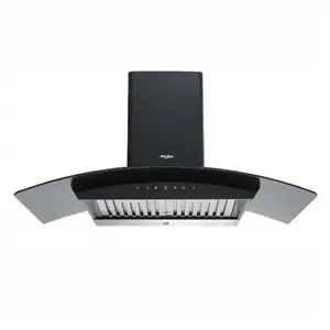Whirlpool 90 cm Wall Mounted Chimney with Heat Auto Clean, Stylish Curved Glass Design, Gesture Control LED Lamps (CG901HAC)