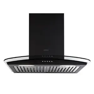 Elica Glace TF Trim ETB Plus LTW 60 Nero T4V LED Chimney with Baffle Filter, Touch Control Panel, Low Noise, Led Lamps, Exemplary Design (Black)