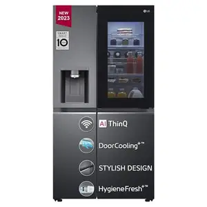 LG 635 Litres Side by Side Refrigerator with Smart Inverter Compressor, Self-Cleaning Water Dispenser, InstaView Door-in-Door (GLX257AMCX,Matte Black)