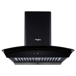 Whirlpool 60 cm Hood Chimney with 1100m3/HR Suction, Auto Clean Curved Glass, Wall Mount, Touch Panel Control (Black,CG 601 HAC)