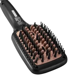 Vega X-Look Paddle Hair Straighening Brush with Silica Gel Coated Bristles, Ionic & Anti-Sclad Technology, Black (VHSB-02)