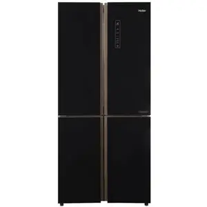 Haier 531 Litres Side By Side French Door Inverter Refrigerator with Glass Finish Doors, Top LED Lighting System (HRB-550KG, Black Glass)