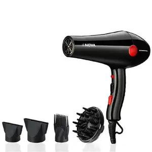 Nova Professional Hair Dryer with 2 Tempreture Settings, Overheat Protection, Black (NHP-8220)