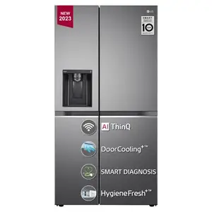 LG 635 Litres Side by Side Refrigerator with AI ThinQ Wi-Fi, Door Cooling, Smart Diagnosis (GLL257CPZX)