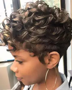bellewholesale Short Curly Wigs Synthetic Short Cut Wigs Heat Resistant Hair Wig