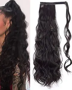 bellewholesale 24 Inches Long Corn Wave Ponytail Extension Heat Resistant Wavy Synthetic Hairpiece