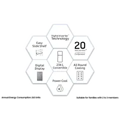 Samsung 236L Convertible Freezer Double Door Refrigerator RT28C3922S9 Buy 236L Double Door Fridge RT28C3922S9 