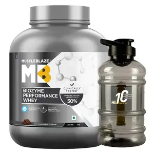 MuscleBlaze Biozyme Performance Whey 2kg Rich Chocolate & Gallon Bottle Combo

