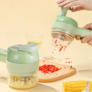 Generic WHITESWAN-4 in 1 Portable Electric Vegetable Cutter Rechargeable Cutter for Vegetable Food Chopper