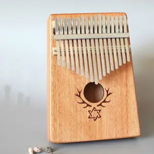 VIKE Thumb Piano, Kalimba Instrument Pretty Pattern Ideal Present Portable Mahogany