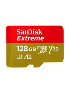 SanDisk Extreme microSD UHS I Card 128GB for 4K Video on Smartphones and Action Cameras (Red/Yellow) price in India.