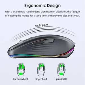 TOMTOP FMOUSE 2.4G+BT5.1 Dual-mode Wireless Mouse Computer Gaming Mice Ergonomic Design 4-gear   Adjustable DPI Built-in Rechargeable Battery for Laptop