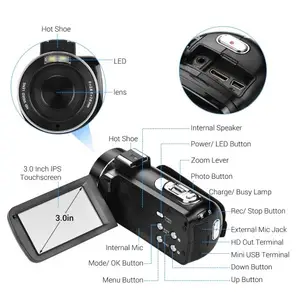TOMTOP Andoer 4K Ultra HD Handheld DV Professional Digital Video Camera CMOS Sensor Camcorder