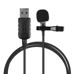 TOMTOP docooler Mini Lapel Lavalier Clip-on Condenser Microphone Mic with USB Plug for Computer PC Laptop