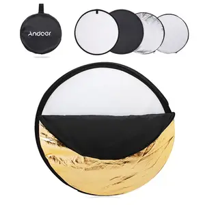 TOMTOP Andoer 24" 60cm Disc 5 in 1 (Gold, Silver, White, Black, Translucent) Multi Portable Collapsible Photography Studio Photo Light Reflector