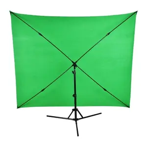 TOMTOP 2x1.5m/ 6.5x4.9ft Green Screen Backdrop Photography Background with Adjustable  Tripod Cross-Shaped Stand for Streaming Gaming Studio Photography